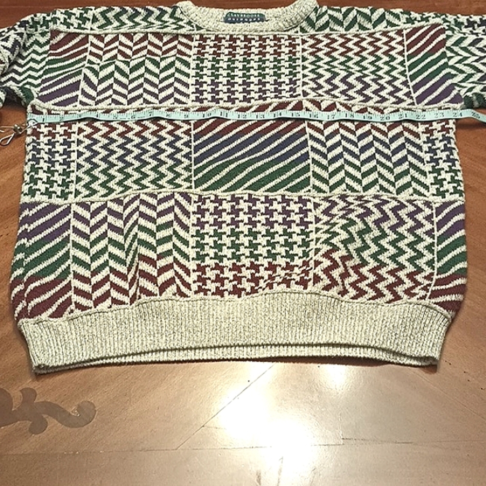 VTG Men's Claybrooke Outdoors Crew Neck Knit Sweater Colorblock Size Large - Picture 5 of 7